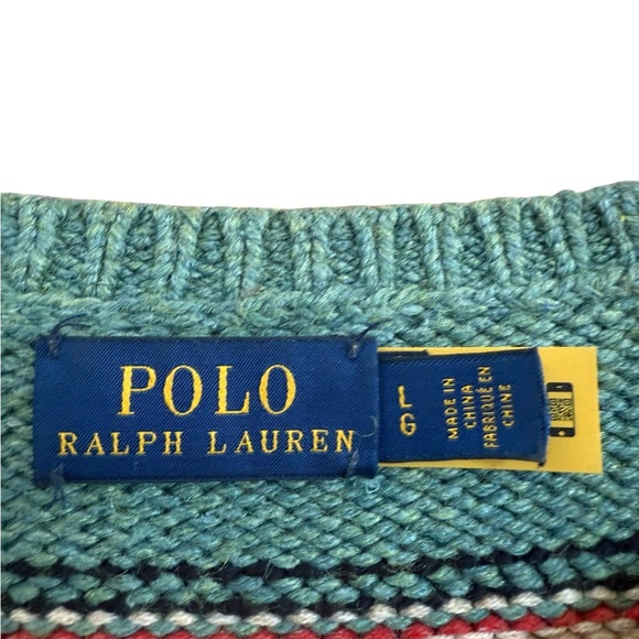 Polo Ralph Lauren Serape Stripe Cotton Silk Sweater, L - Picture 5 of 6